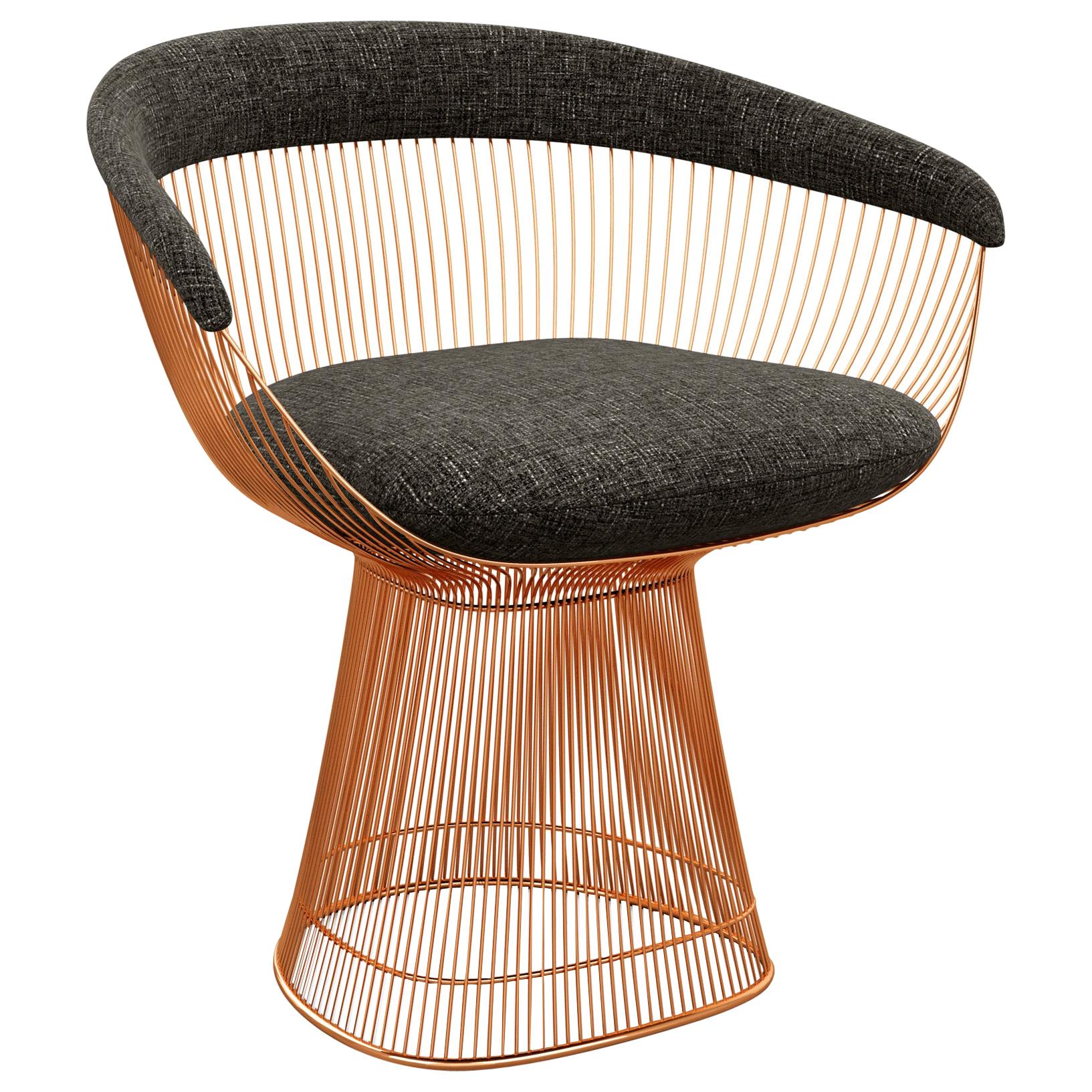 Platner Arm Chair in Diva/Coal Upholstery & Rose Gold Base  For Sale