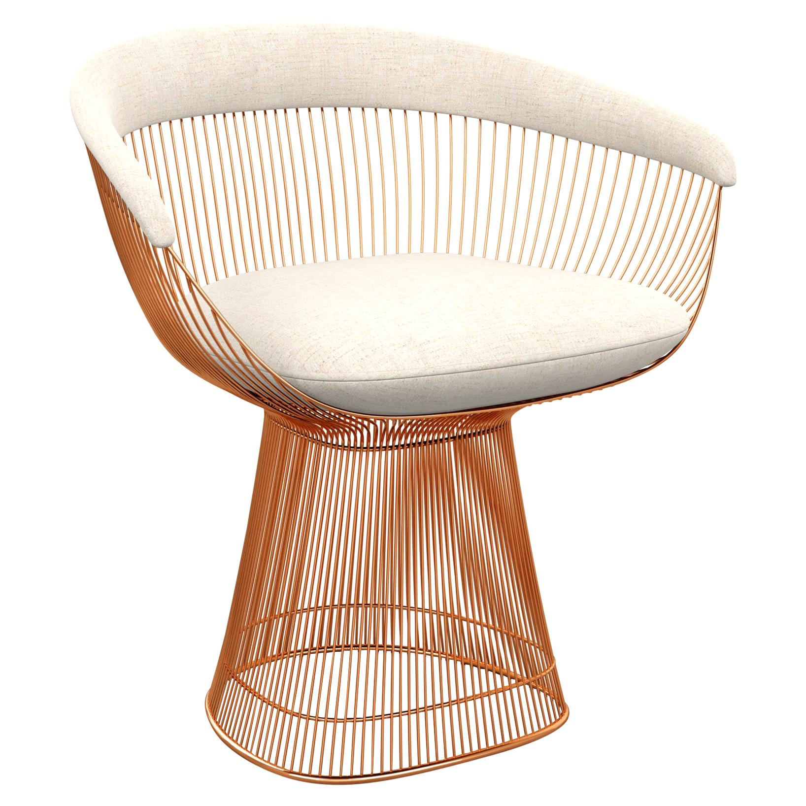 Platner Arm Chair in Diva/Moon Upholstery & Rose Gold Base For Sale