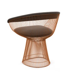 Platner Arm Chair in Ultrasuede/Chinchilla Upholstery & Rose Gold Base