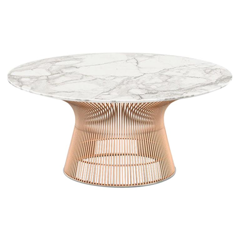 Platner Coffee Table, Satin Calacatta Top & Rose Gold Base  For Sale