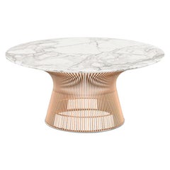 Platner Coffee Table, Satin Calacatta Top & Rose Gold Base
