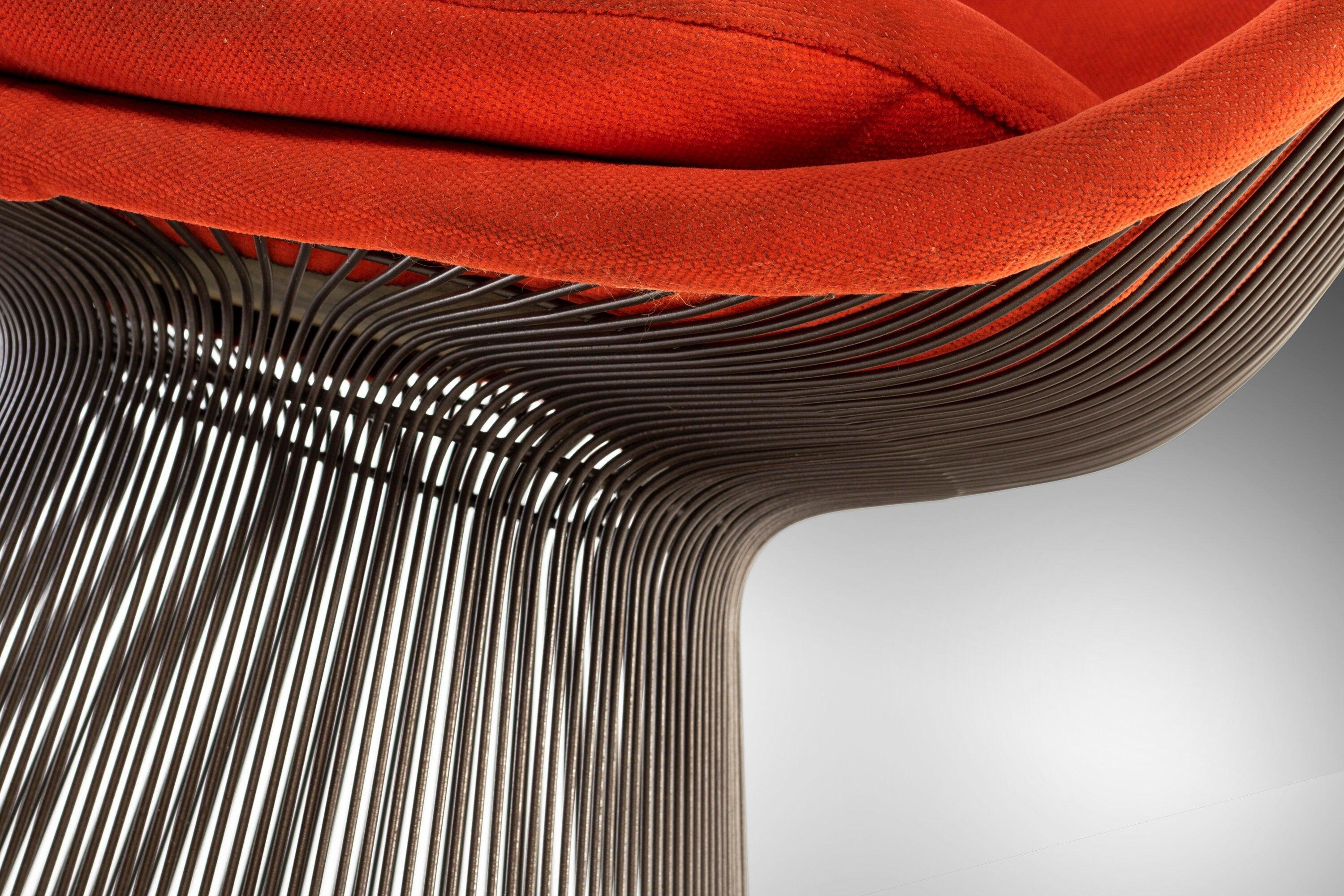 First offered by Knoll in 1966, the Platner Collection wire lounge chair was built for comfort and with the greatest attention to form. Constructed from sculpted wire and often referred to as “decorative, gentle, and graceful”. Constructed
