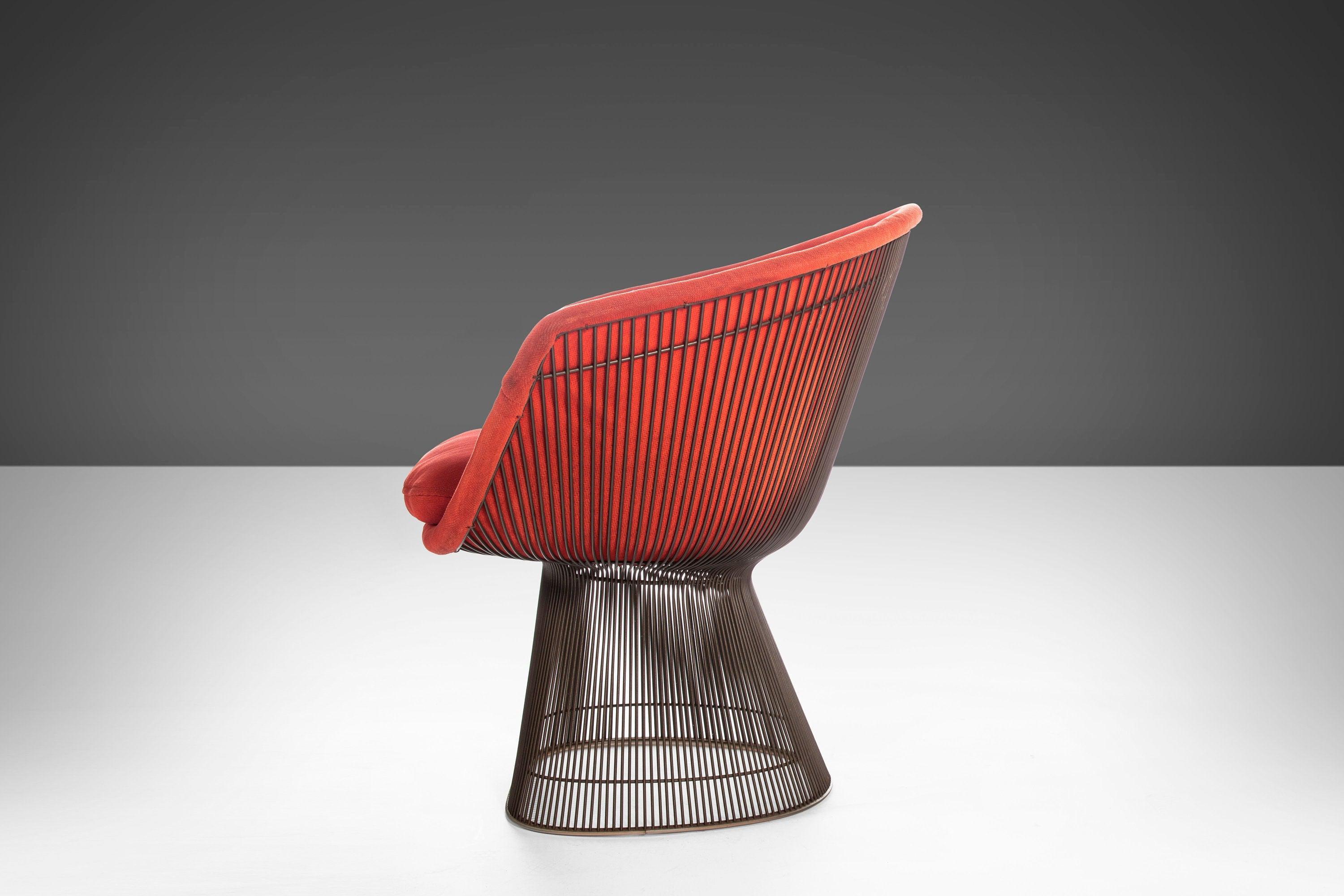 American Platner Collection Lounge Chair by Warren Platner for Knoll in Original Red For Sale