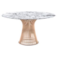 Platner Dining Table, Polished Arabescato Top & Rose Gold Base
