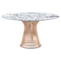 Platner Dining Table, Polished Arabescato Top & Rose Gold Base 