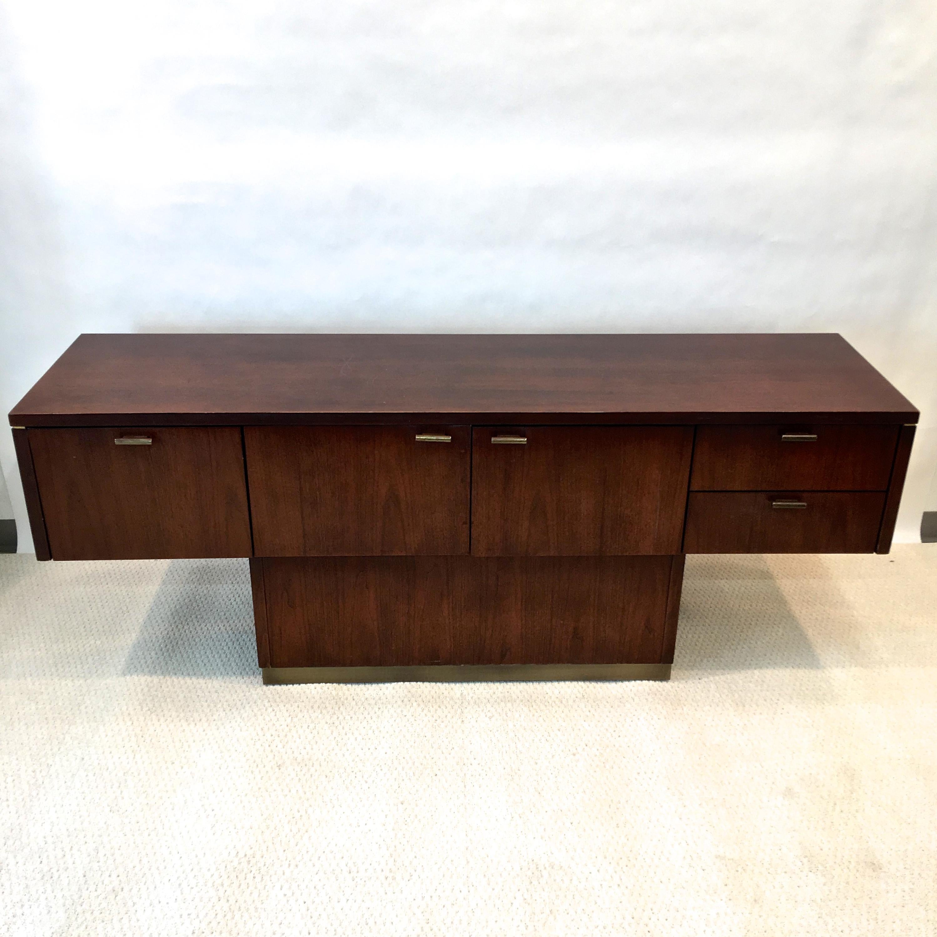 Platner Inspired Walnut and Bronze Floating Credenza 3