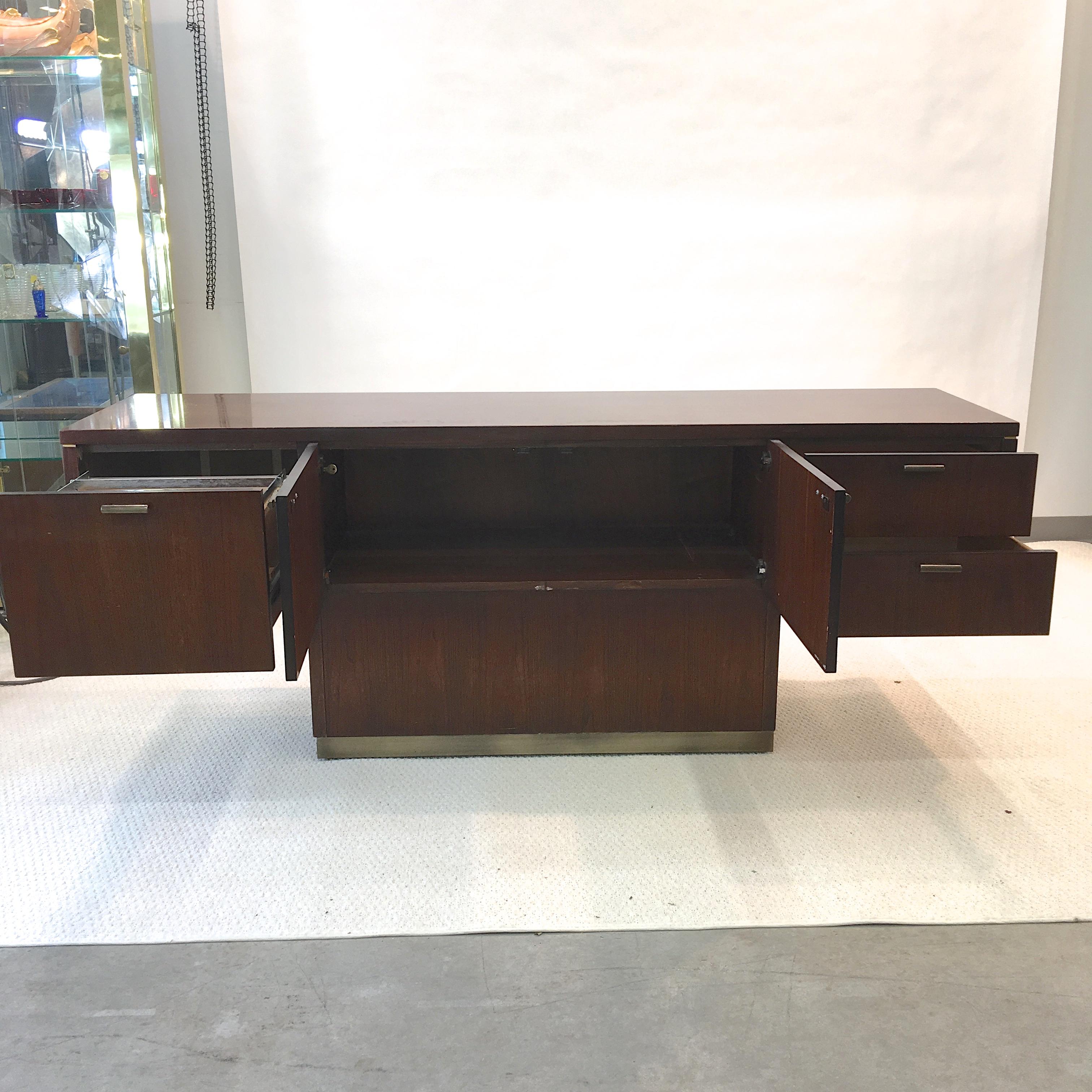 Platner Inspired Walnut and Bronze Floating Credenza 7