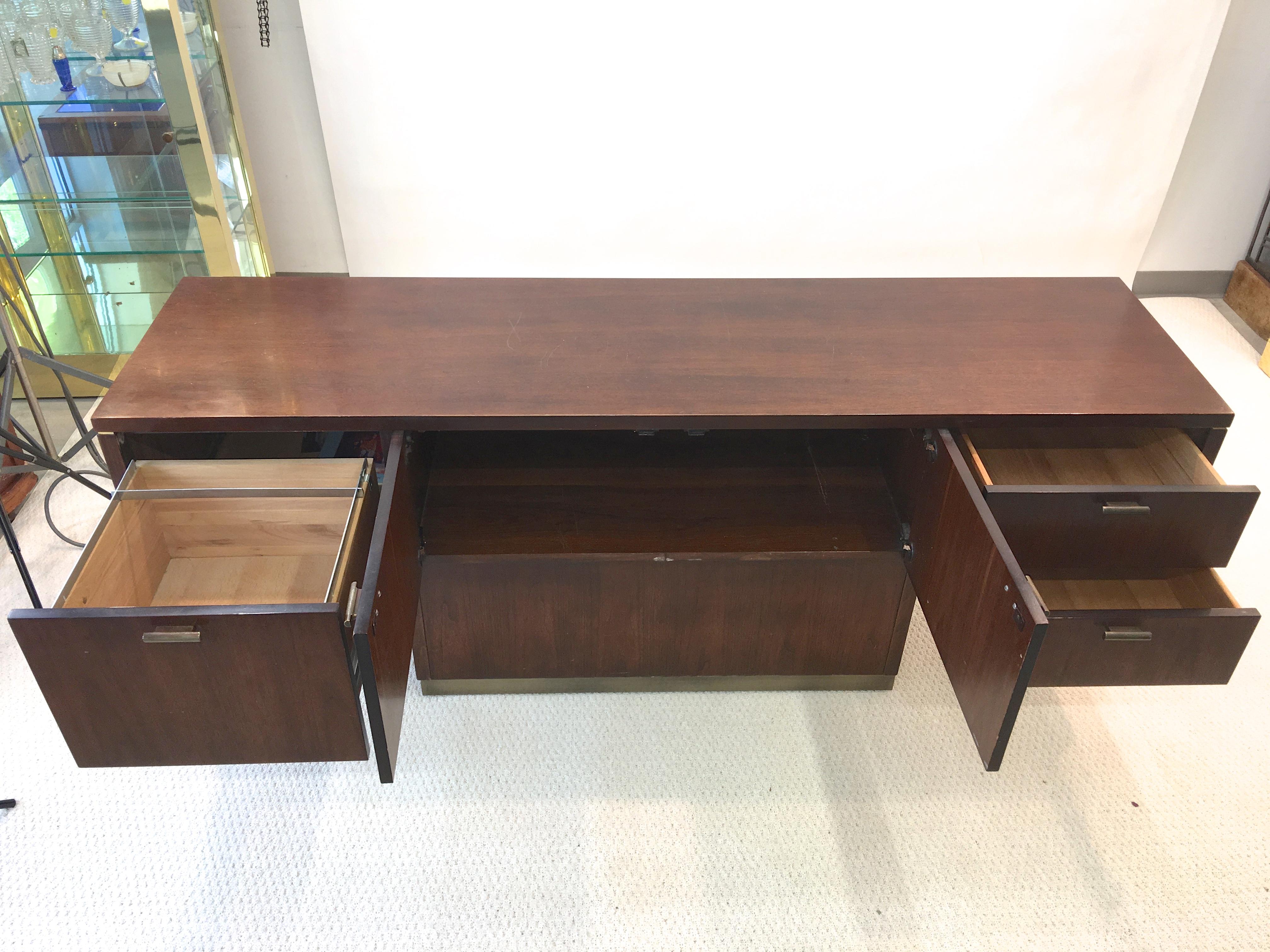 Platner Inspired Walnut and Bronze Floating Credenza 8
