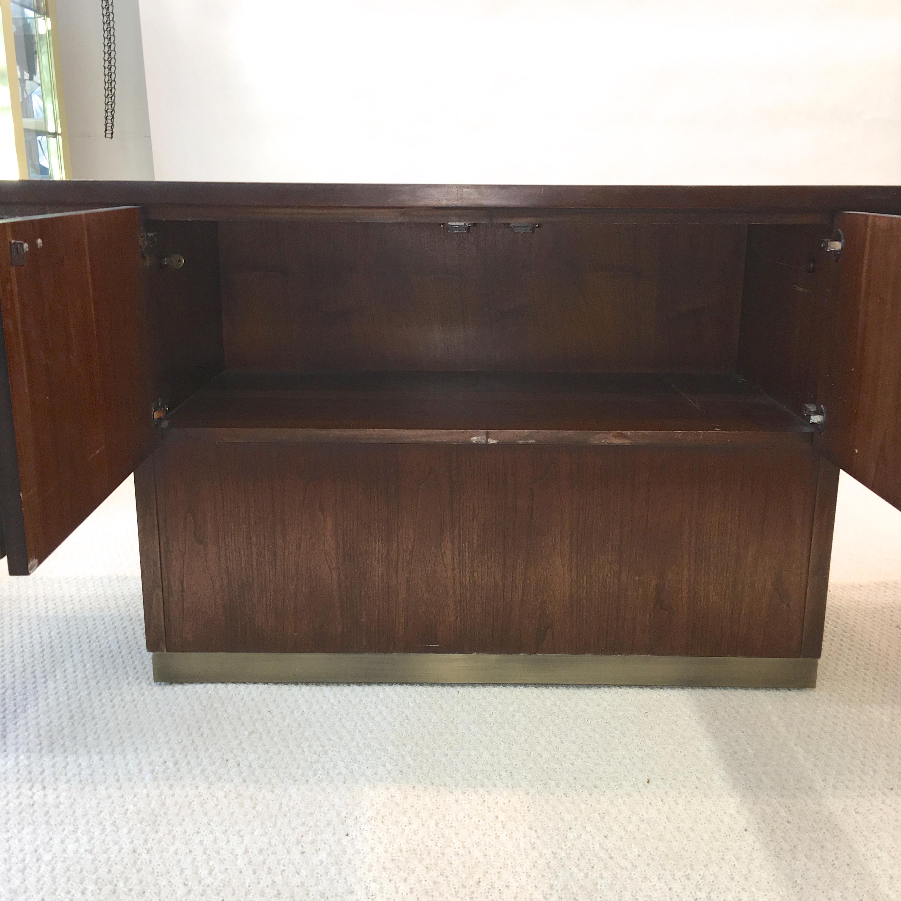Platner Inspired Walnut and Bronze Floating Credenza 9