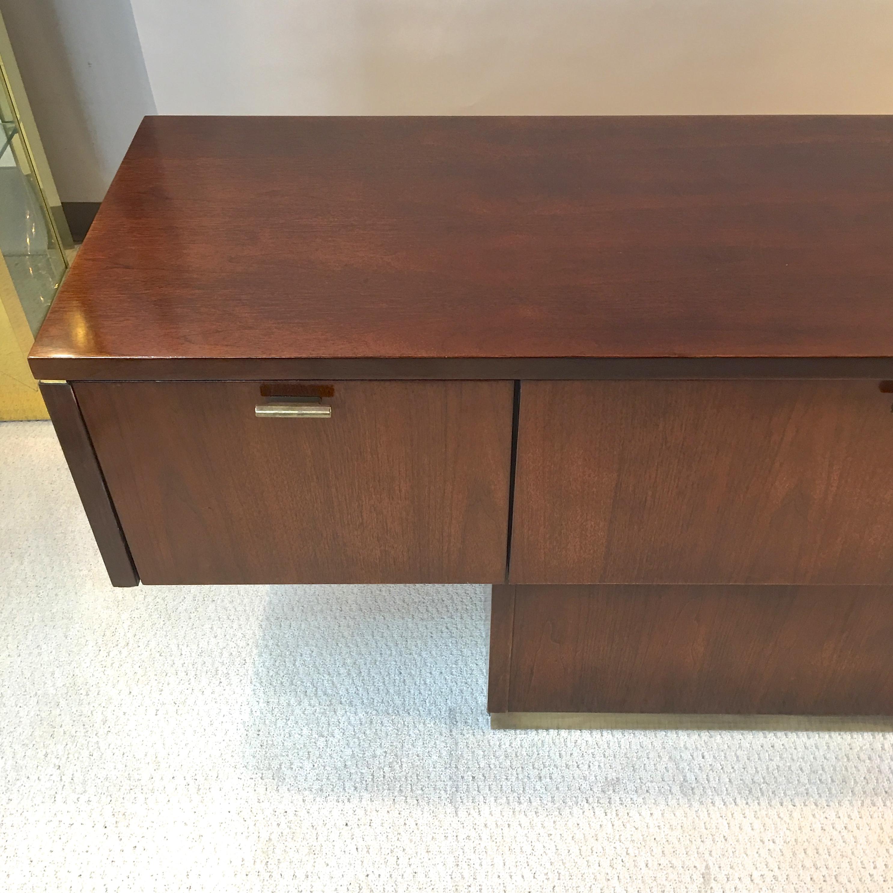 Platner Inspired Walnut and Bronze Floating Credenza 11