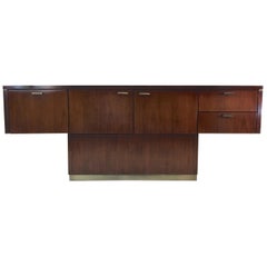 Platner Inspired Walnut and Bronze Floating Credenza