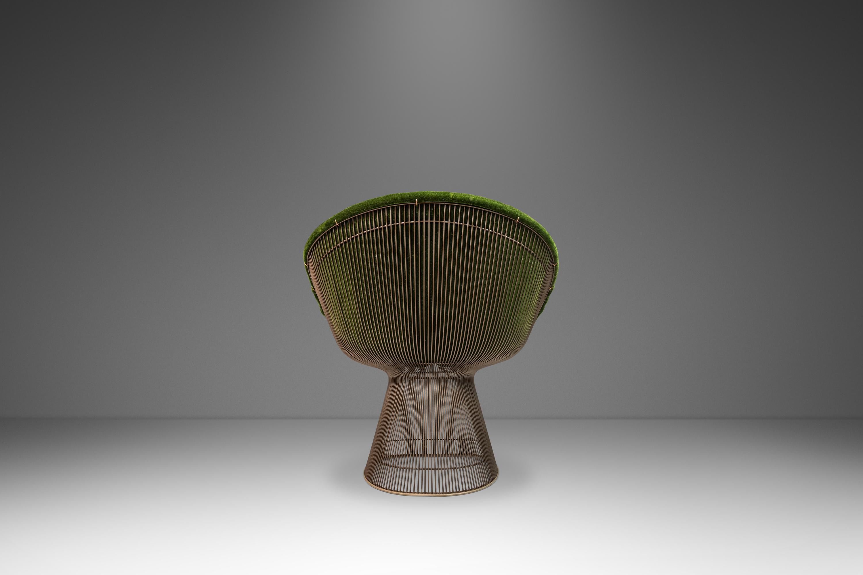 Mid-Century Modern Fauteuil de salon Platner en mohair vert de Warren Platner pour Knoll, États-Unis, vers 1973 en vente