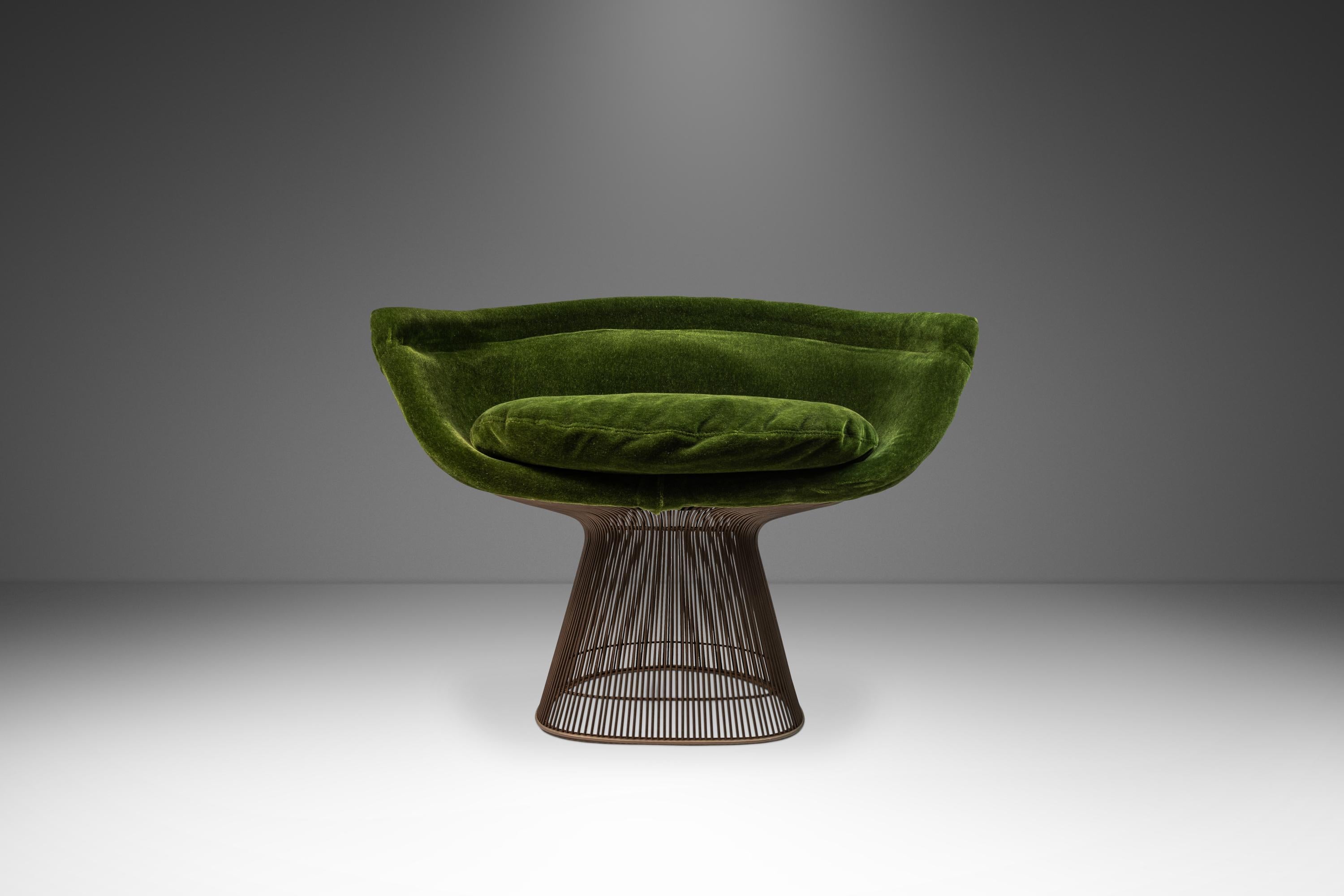 Fin du 20e siècle Fauteuil de salon Platner en mohair vert de Warren Platner pour Knoll, États-Unis, vers 1973 en vente