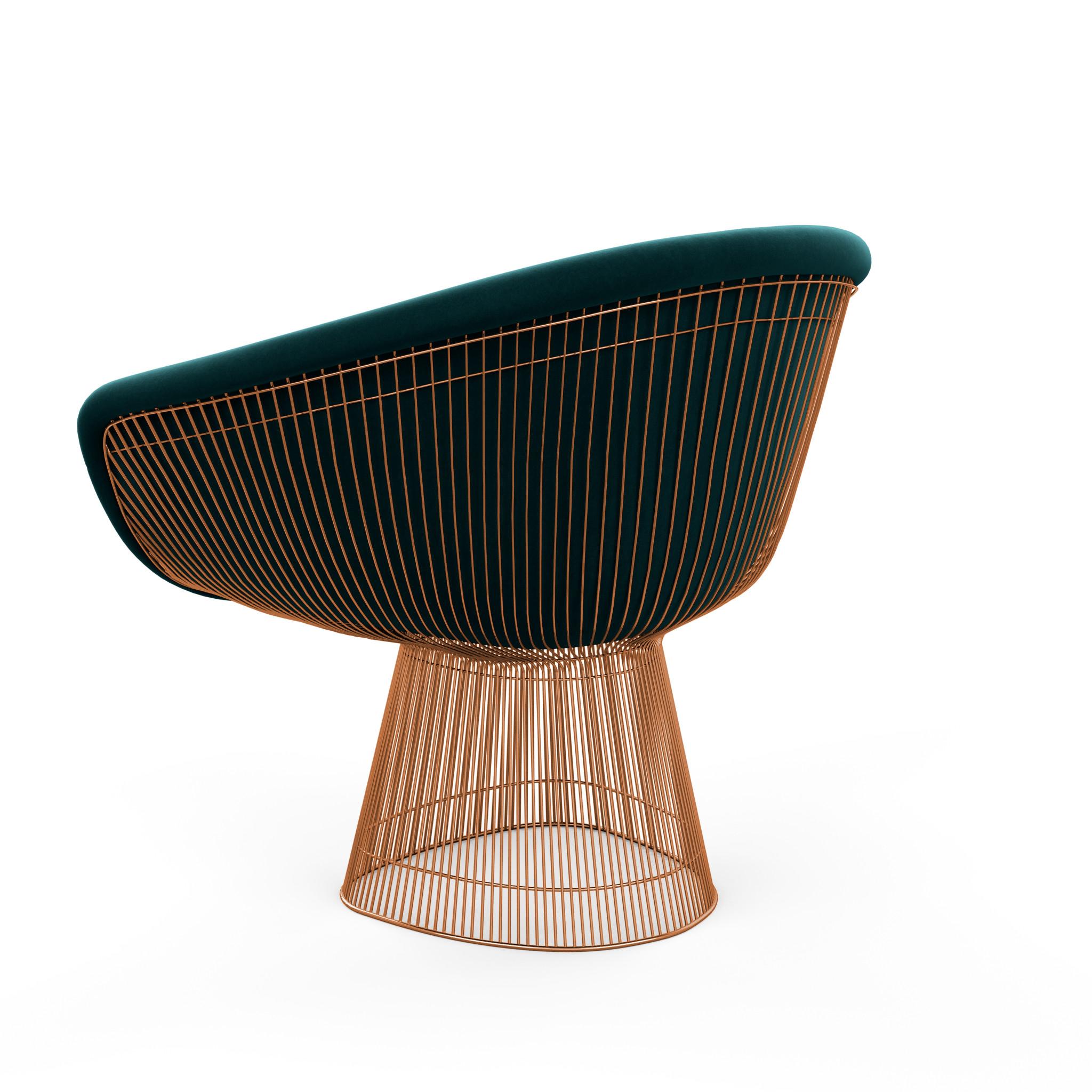 In 1966, the Platner Collection captured the “decorative, gentle, graceful” shapes that were beginning to infiltrate the modern vocabulary. The iconic lounge chair is created by welding curved steel rods to circular and semi-circular frames,
