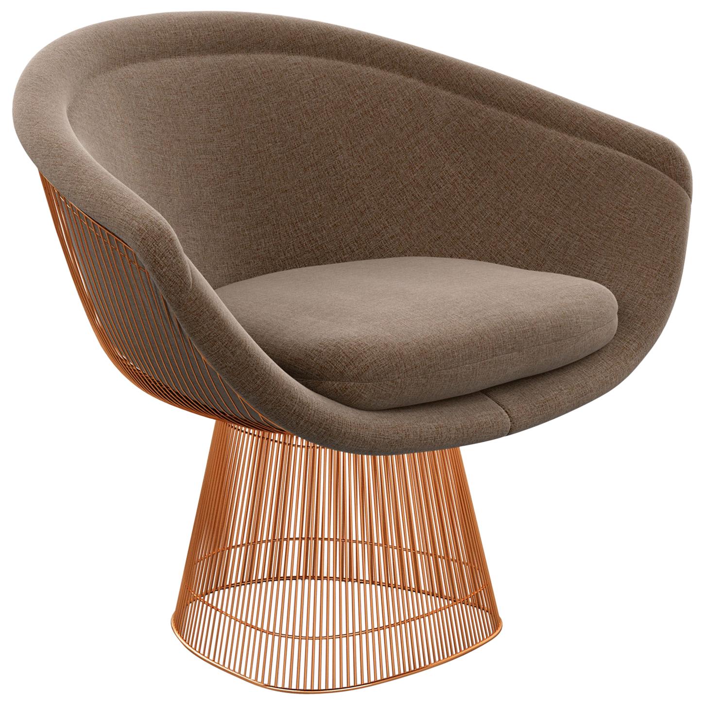 Platner Lounge Chair in Summit/Ridge Upholstery & Rose Gold Base  For Sale