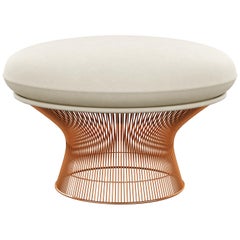 Platner Ottoman in Ultrasuede/Pebble Upholstery & Rose Gold Base