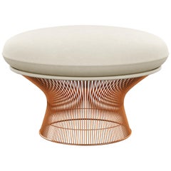 Platner Ottoman in Ultrasuede/Pebble Upholstery & Rose Gold Base 