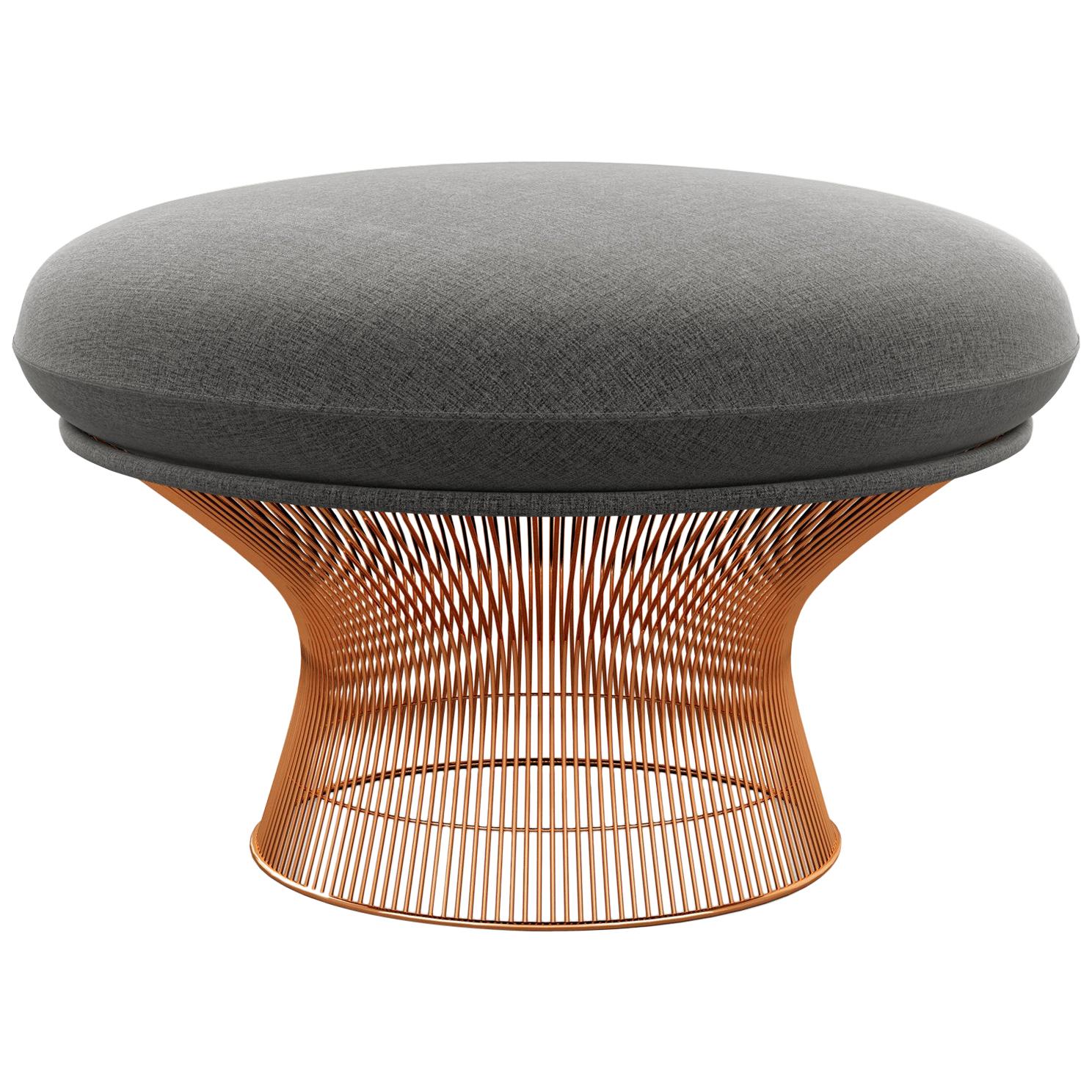 Platner Ottoman in Summit/Altitude Upholstery & Rose Gold Base  For Sale