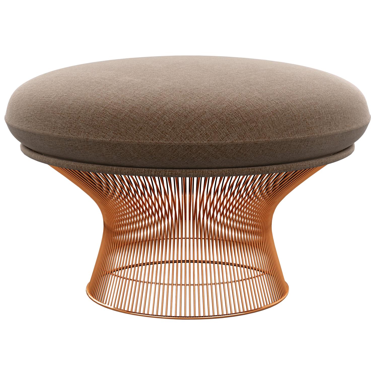 Platner Ottoman in Summit/Ridge Upholstery & Rose Gold Base For Sale