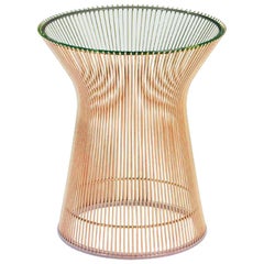 Platner Side Table, Rose Gold Base and Glass Top