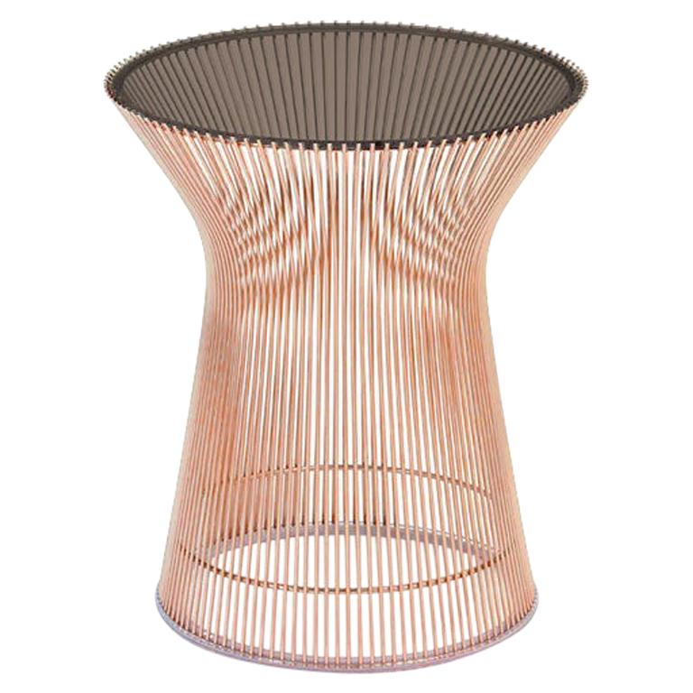 Platner Side Table, Bronze Glass Top 
Rose Gold Base For Sale