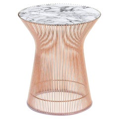 Platner Side Table, Polished Arabescato Top & Rose Gold Base