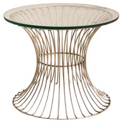 Platner Style Chrome Side Table With Glass Top