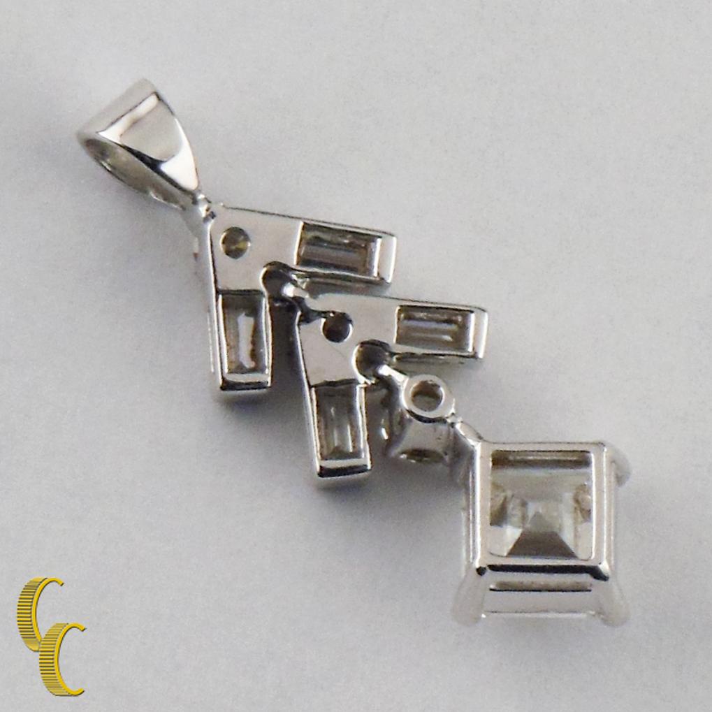 Asscher Cut Platinum Diamond Cascading Pendant TDW, 1.40 Carat, G Color, VS Clarity For Sale