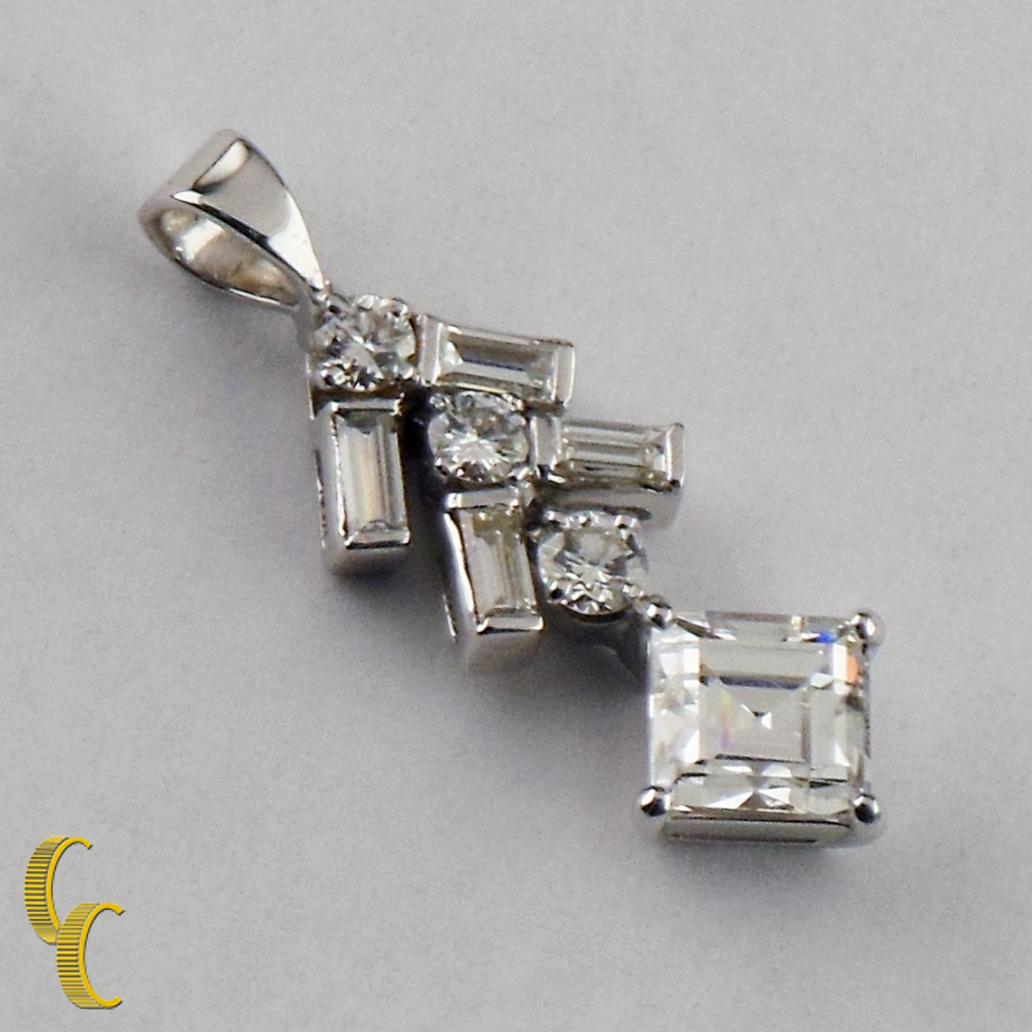 Platinum Diamond Cascading Pendant TDW, 1.40 Carat, G Color, VS Clarity In Good Condition For Sale In Sherman Oaks, CA