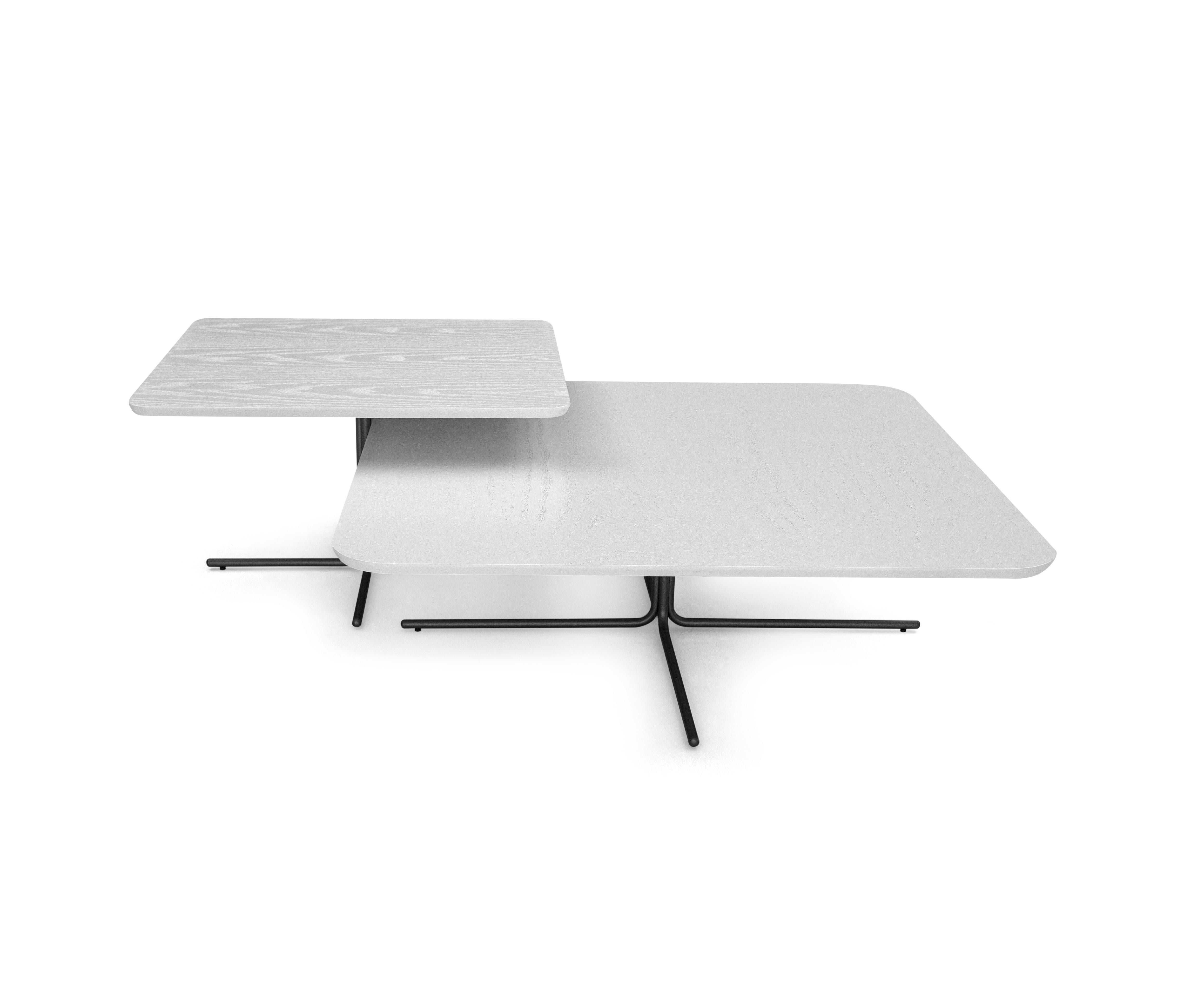Plato Coffee Table in White Oak Wood and Graphite Finish, Individual For Sale 1