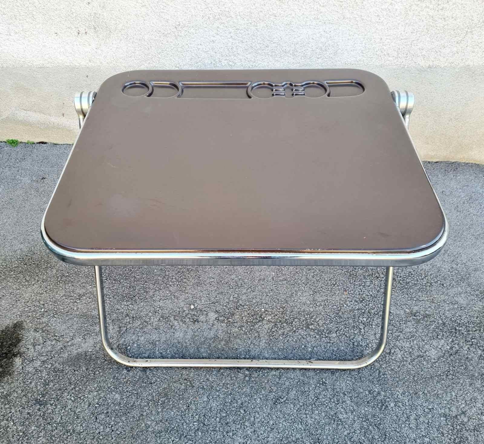 Steel Platone Folding Table by Giancarlo Piretti for Anonima Castelli, Italy, 70s For Sale