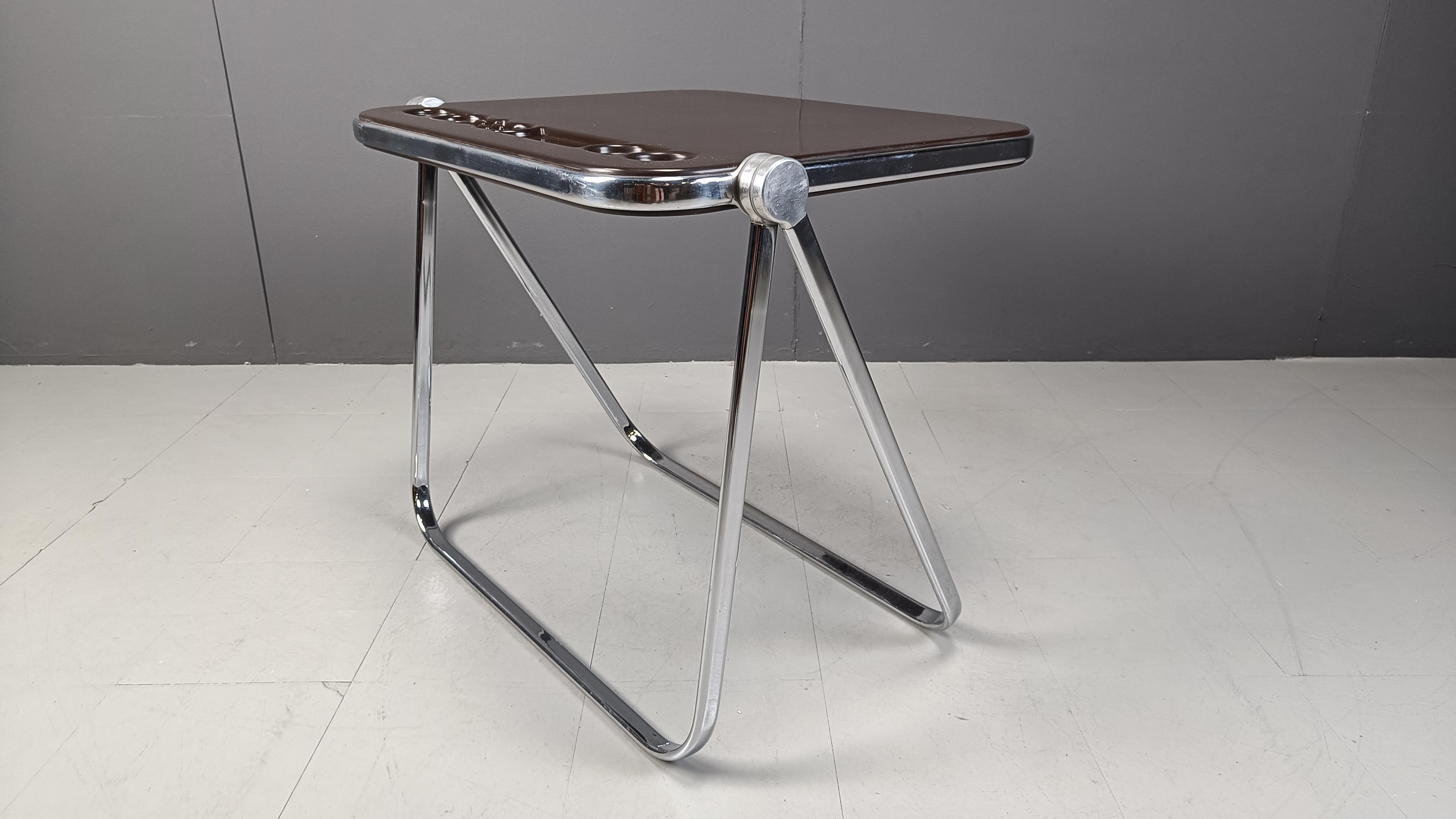 Chrome Platone folding table by Giancarlo Piretti for Castelli, 1970s