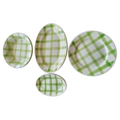 Plats de service Moulin des Loups Orchies "Nappe Verte" faïence France 1960 (9p)