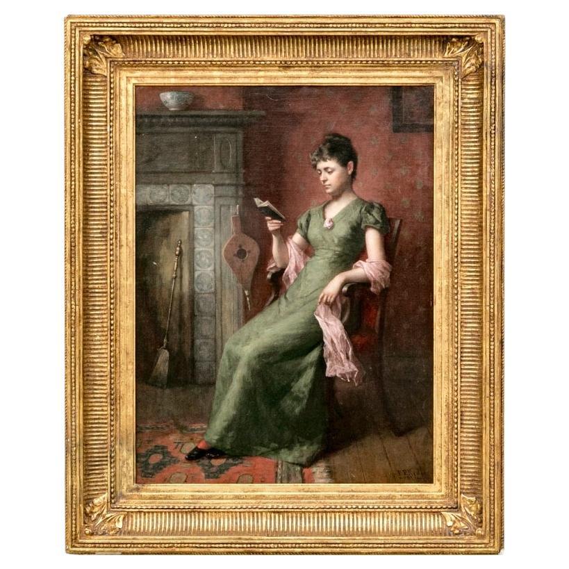 Platt Powell Ryder (N.Y. 1821 - 1896) Oil On Canvas "The New Novel"
