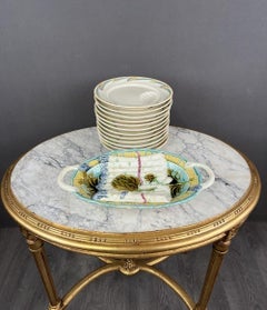 Platter and 12 Sarreguemines Plates, 19th Century
