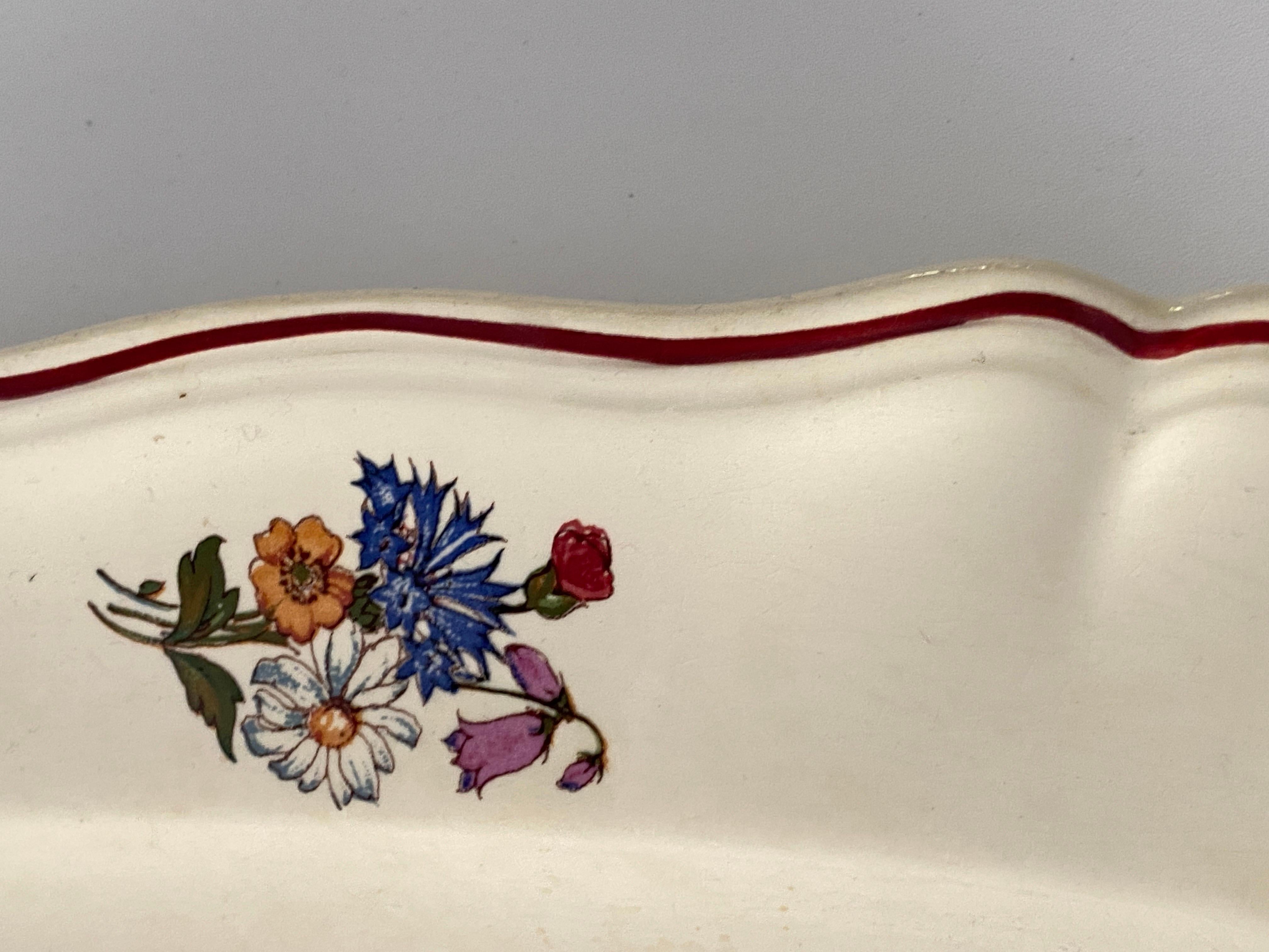 Mid-20th Century Platter by Sargueminnes, with Flowers Decor Pattern, France 1930