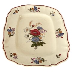 Vintage Platter by Sargueminnes, with Flowers Decor Pattern, France 1930
