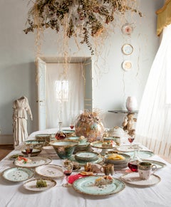 Contemporary Platter Gold Hand Painted Plate Porcelain Tableware