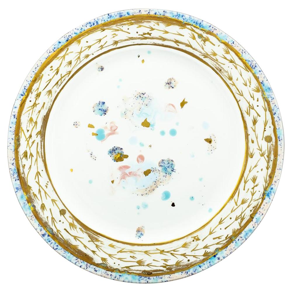 Contemporary Platter Gold Hand Painted Plate Porcelain Tableware