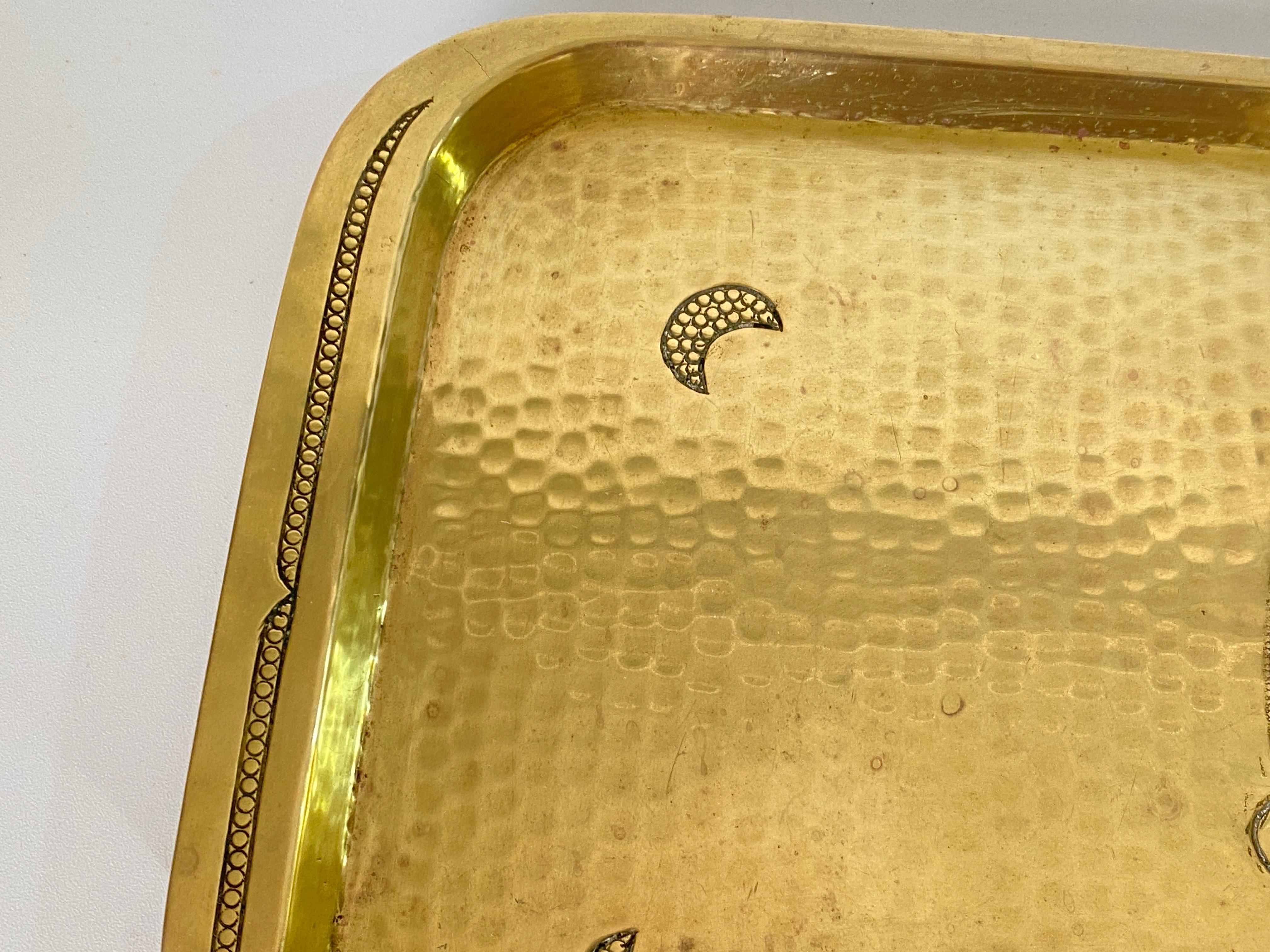 Platter in Brass, Art Deco Period, Gold Color, 2 Signed, France, 1940 For Sale 2