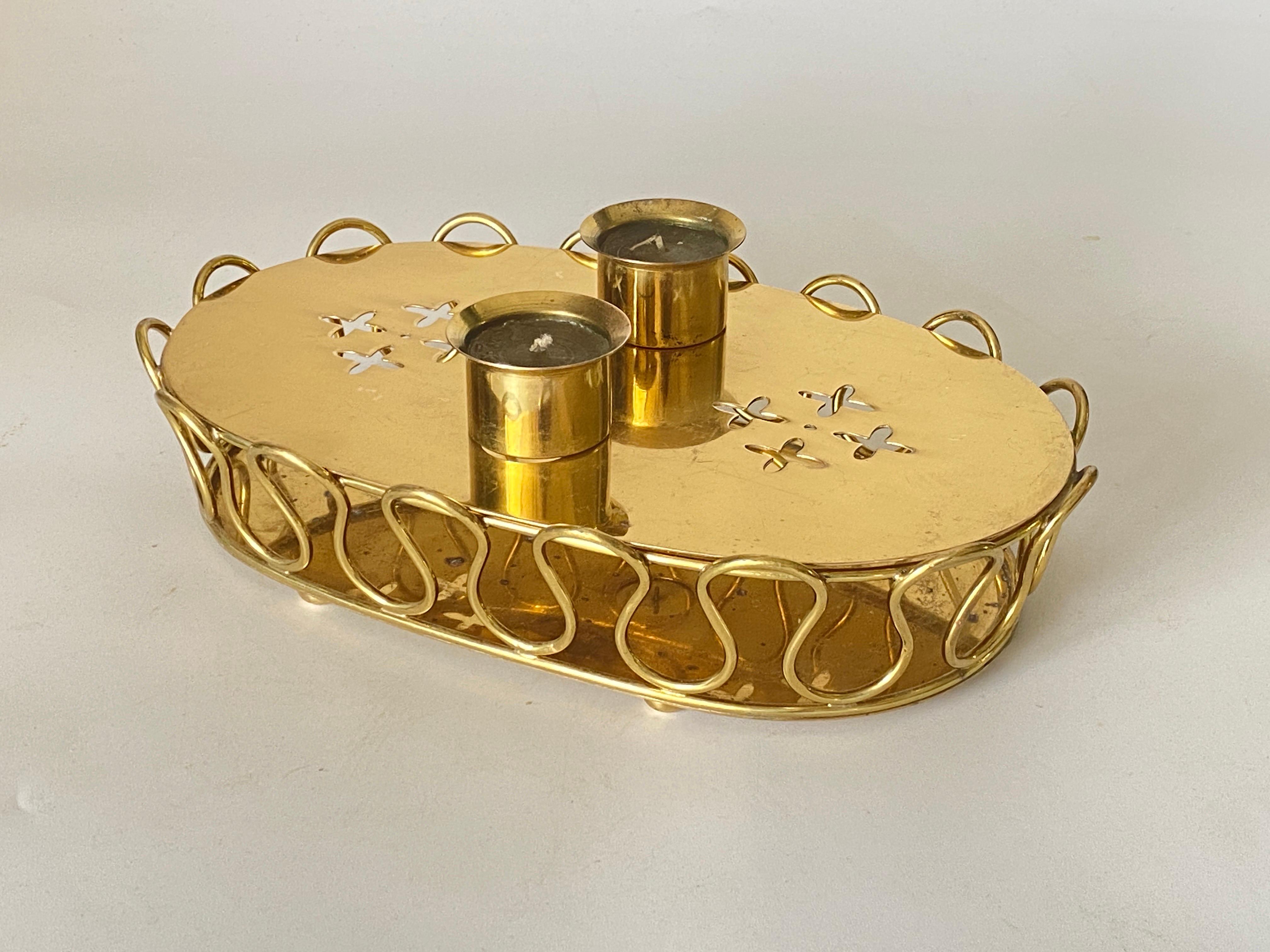 Platter in Brass, Candle Holder, Gold Color, by Josef Frank, 1940 For Sale 5