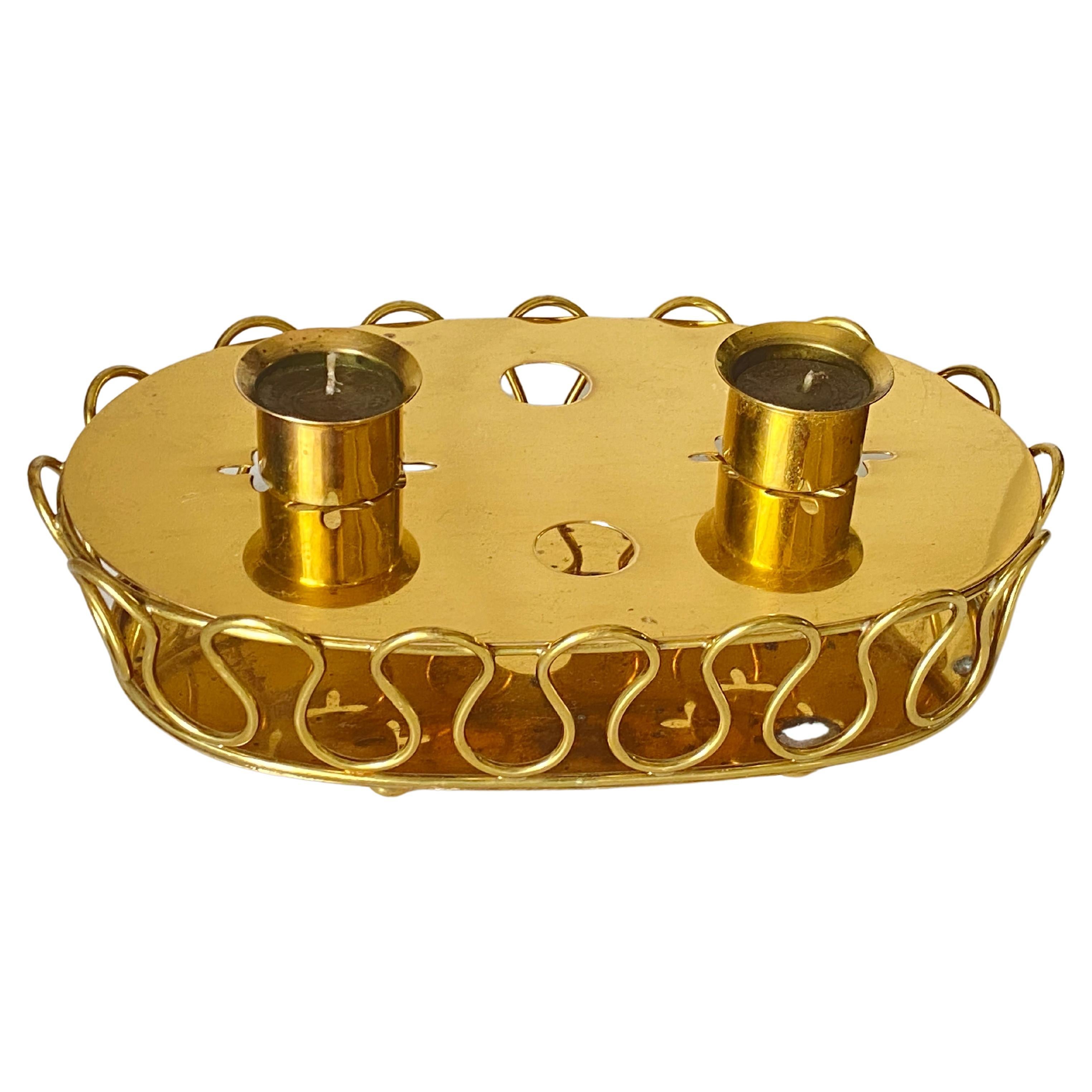 Platter in Brass, Candle Holder, Gold Color, by Josef Frank, 1940