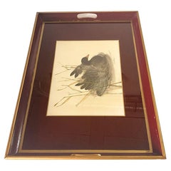 Plato de madera pintado con acuarela genuina, color púrpura, Inglaterra 1970