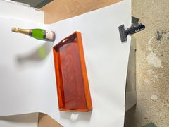 Platter in Wood with Lacquered Painting, Brown Color, England, 1970