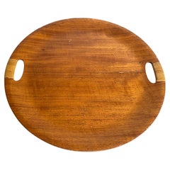 Retro Platter or Tray in  Wood Dennemark 1960s Brown Color Round shape