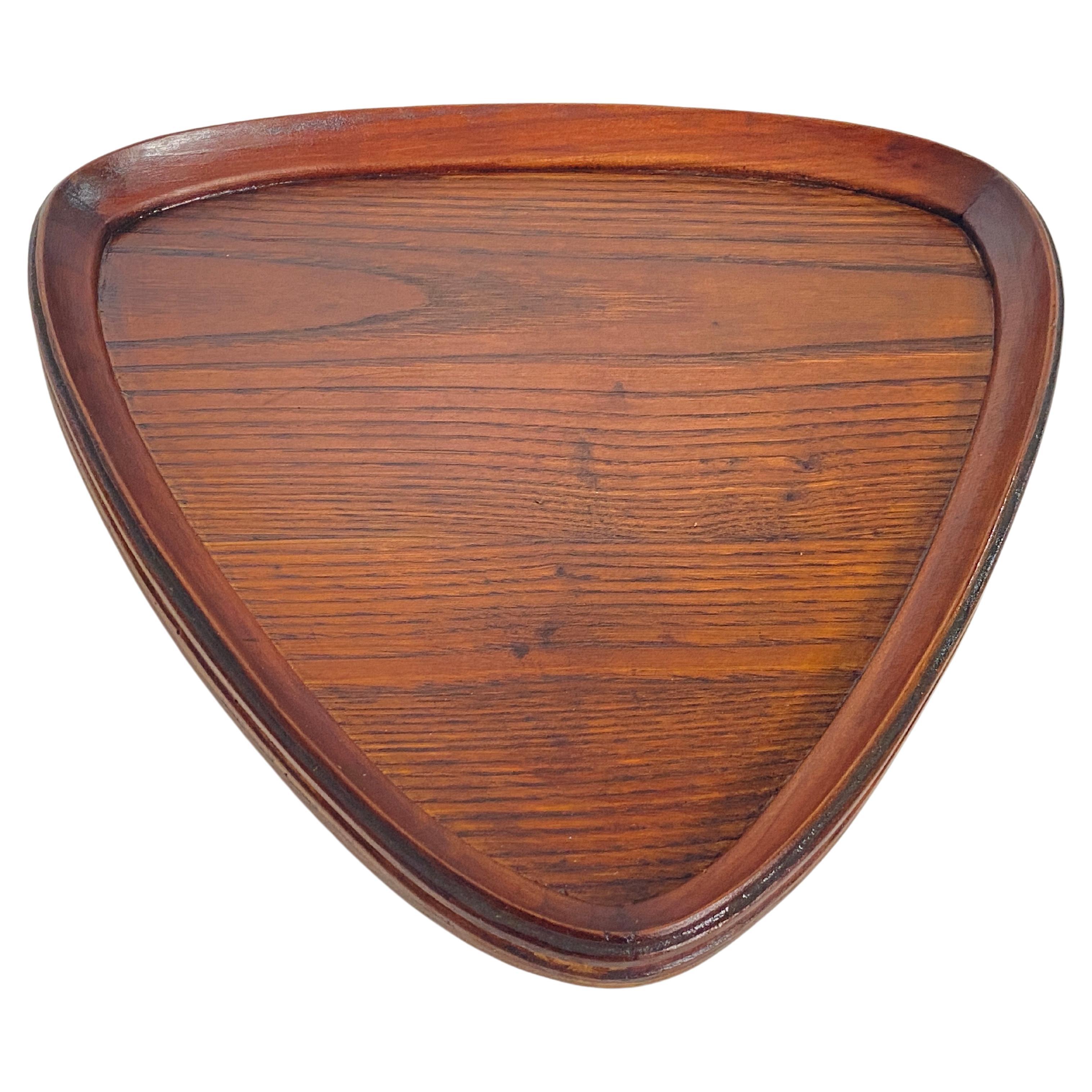 Platter or Tray in  Wood Dennemark 1960s Brown Color Triangular shape For Sale