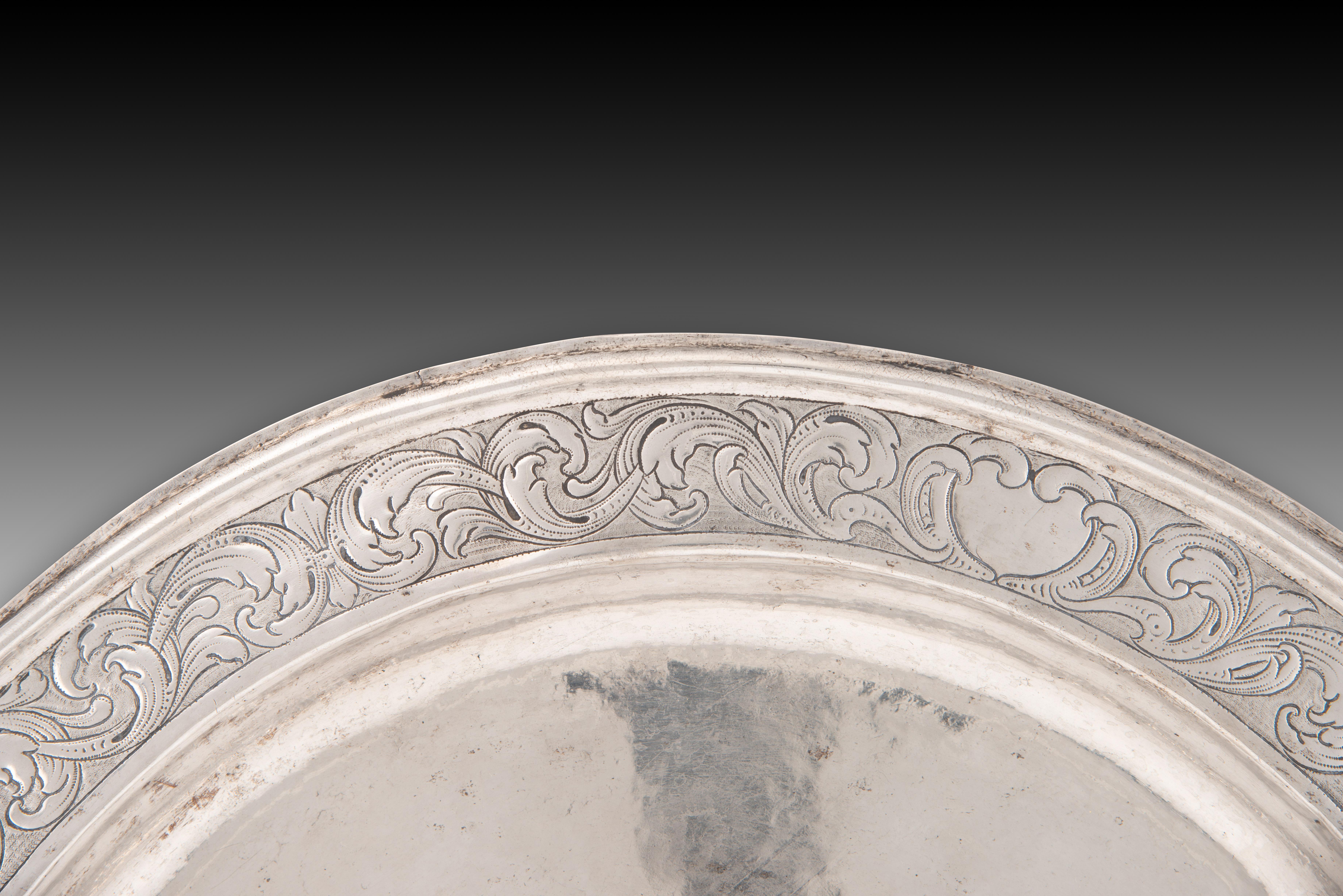 Spagnolo Piatto. Silver. Zaragoza, Spagna, circa 1700.