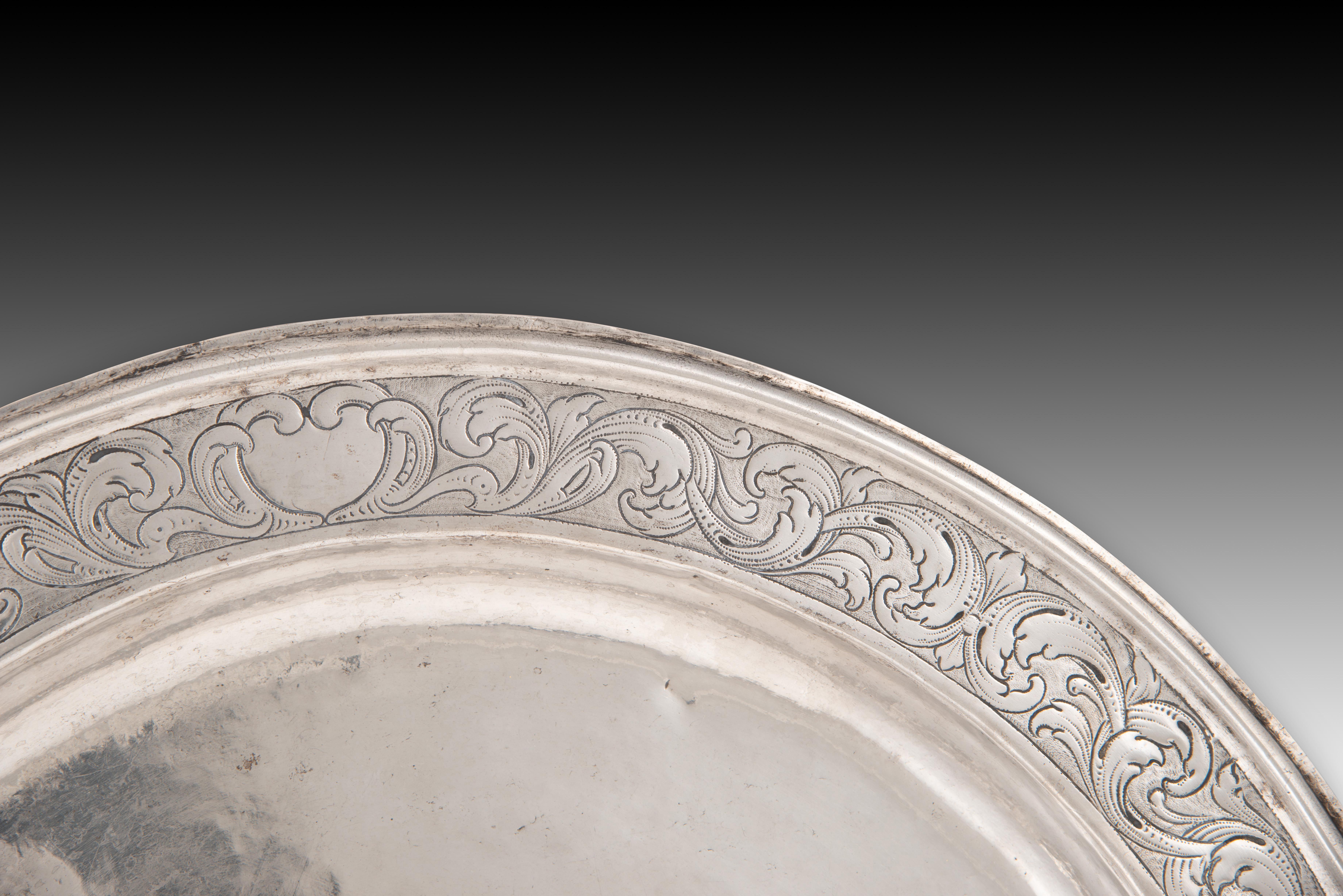 Fino al XVIII secolo Piatto. Silver. Zaragoza, Spagna, circa 1700.