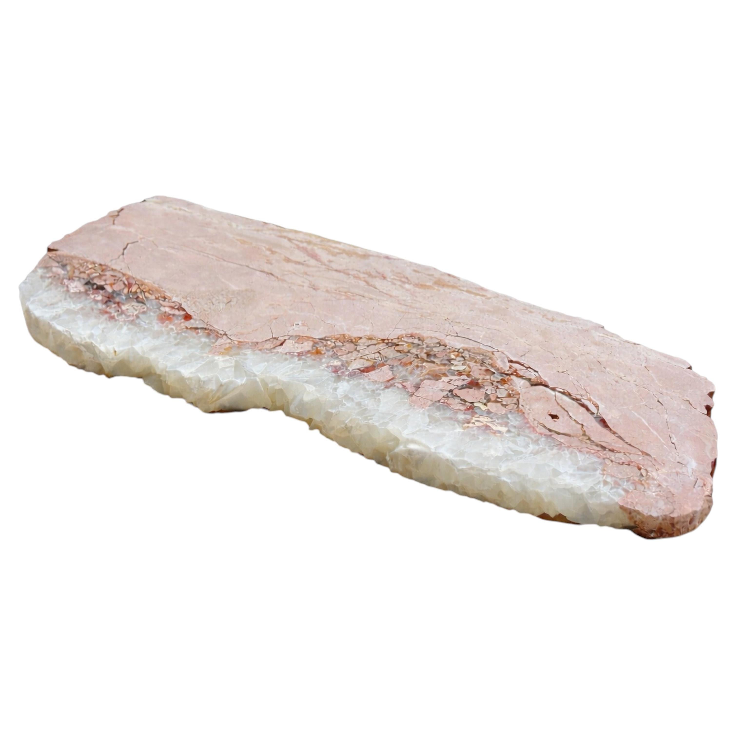 Platter Valet Tray Strata I Sculptural Spanish Sandstone White Quartz Exclusive For Sale