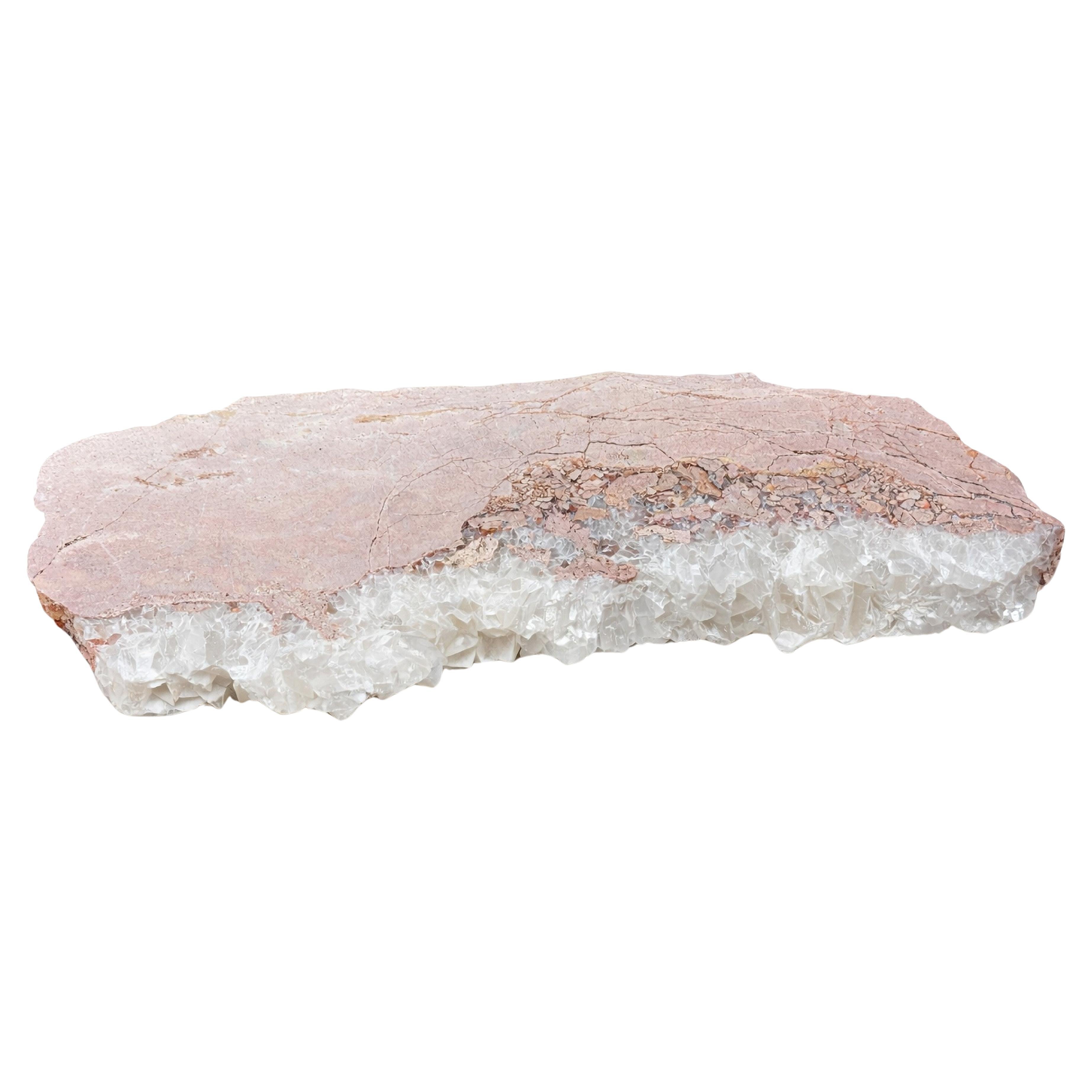 Platter Valet Tray Strata VI Sculptural Spanish Sandstone and White Quartz Tray
